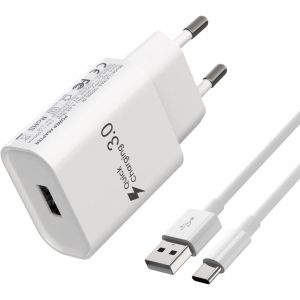 Ayu-Type-C Chargeur Rapide Pour Samsung Galaxy A14, A13, A15, A12, 4g/5g, S10, S9, S8, A04s, A05s, A33, A23, A32, A21s, A53, S24, S23, S22, S21, S20. Compatible Xiaomi Note9, Huawei. Avec 2m Câble Us - Neuf