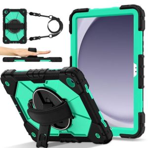 Coque Hybride En Silicone Pour Samsung Galaxy Tab A9+, Noir Vert Menthe - Neuf