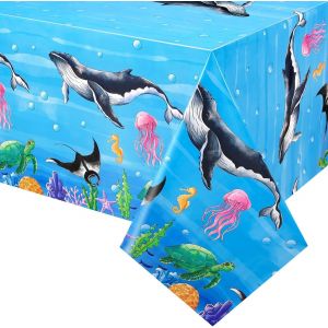 Nappe De Fête De L'océan - 1 Pc Nappes En Plastique Jetables Pour La Fête D'anniversaire Des Enfants Décorations Pour La Fête D'anniversaire Sur Le Thème De La Mer - Neuf