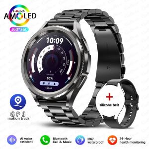 2025 nouveau pour Samsung Galaxy montre 6 Smartwatch AMOLED toujours sur affichage Bluetooth appel GPS NFC montre intelligente hommes Android IOS-acier noir - Neuf