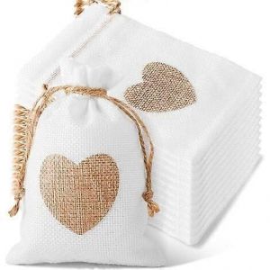 20 Sacs en toile de jute Sacs cadeaux Lavande Drag&eacute;es Mariage Bonbons 10x15cm femme - Neuf