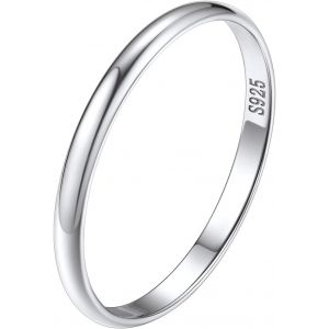 Tianyi-Bague Femme Argent 925 2/3/5mm Bagues Homme Fine Anneau Fiançailles Alliance Couples Graver[47/49/52/54/57/59/62/64/67] Petit Annulaire Petit Doig Index Cadeau Mariage Noël Fête Mères Pères - Neuf