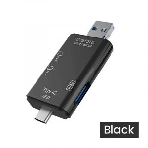 Lecteur de carte SD multifonction 6 en 1 OTG USB2.0 c/TF/carte mémoire SD lecteur de carte intelligent pour adaptateur d'accessoires pour ordinateur portable--Black - Neuf