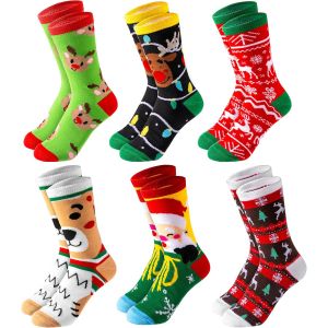 Jgd-Lot De 6 Paires De Chaussettes De No&euml;l Pour Homme Et Femme - Chaudes Et Douces - Cadeau D'anniversaire, Jaune M&eacute;lang&eacute;, Taille Unique - Neuf