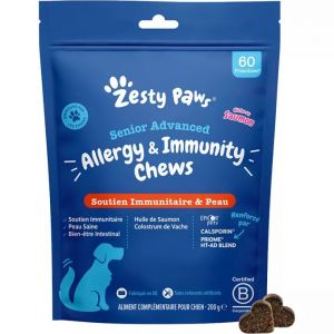 Zesty Paws Soutien Immunitaire & Peau Chien Senior 60 Friandises - Neuf