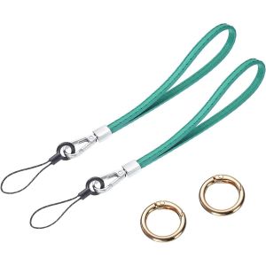 KAL-Lot De 2 Sangles De Poignet En Cuir Lisse Pour Emp&ecirc;cher Les Chutes -Pour Embrayage, T&eacute;l&eacute;phone Portable, Porte-Cl&eacute;s, Portefeuille, Sac &Agrave; Main (Vert) - Neuf
