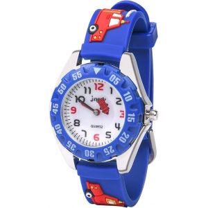 Montre Enfant (Alliage Bleu Pompier), Montre Analogique Pour Garçons Et Filles, Bracelet En Silicone Souple, Montre À Quartz Pour Filles, Montre Facile À Lire Et À Connaître L'heure Pour Filles - Neuf