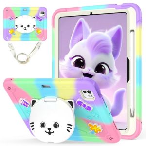 Housse En Silicone Hybride Pour Ipad Pro 11 2024 Avec Sangle - Violet Coloré - Neuf