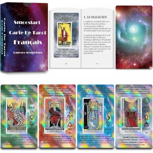 Smoostart Cartes De Tarot Fran&ccedil;ais Pour D&eacute;butant Avec Significations, Holographiques Tarot Avec Guide Pour D&eacute;butants, Mots-Cl&eacute;s, &Eacute;l&eacute;ment, Plan&egrave;te, Zodiaque, Chakra, Oui Ou Non, Num&eacute;rologie[Z1398] - Neuf