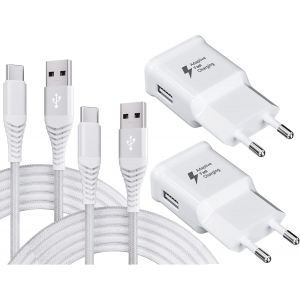 KALANKA-2-Pack Chargeur avec Cable de Charge USB C Nylon Type C Cable 2m Charge Rapide pour Samsung Galaxy S21 S20 S8 S8+ S9 S9+ S10 S10 Plus A20 A50 A51 Note 9/8, Chargeur Rapide de Remplacement d'o - Neuf