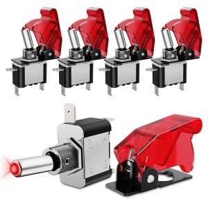 Lot de 5 interrupteurs à bascule LED 12 V, 20 A, SPST, marche/arrêt, 3 broches, pour véhicules automobiles, camions, bateaux, véhicules à rayonnages - Neuf