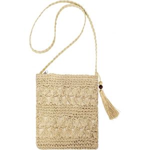 Sac Paille Femme, Et&eacute; Vintage Sac De Plage, Avec Bandouli&egrave;re Et Fermeture &Eacute;clair, Style R&eacute;tro, Sac &agrave; Bandouli&egrave;re, Sac &agrave; Main Tiss&eacute;, Sac &agrave; Main En Paille, Pour Voyage, Vacances, Plage, Shopping - Neuf