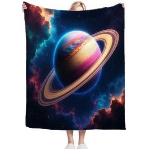 Couvertures de lit 105-180x220 Planète colorée, douces, chaudes et respirantes en microfibre, exquises et chaudes - Neuf