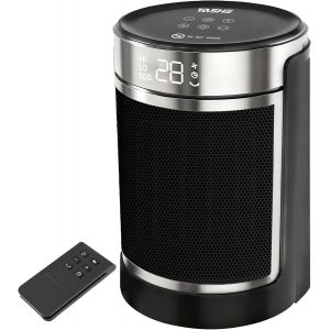 Chauffage d'appoint &eacute;lectrique, C&eacute;ramique PTC 1500W Radiateur Soufflant, T&eacute;l&eacute;commande, Protection Anti-Basculement et Anti Surchauffe, Mode ECO, Minuterie 1-24 h, S&eacute;curit&eacute; Enfant - Neuf