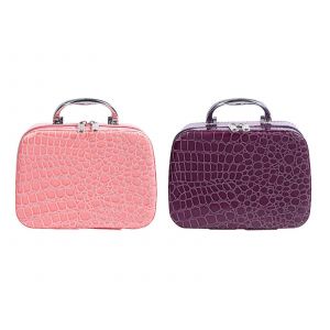 Trousse de maquillage de voyage en cuir PU - Violet Rose - Neuf