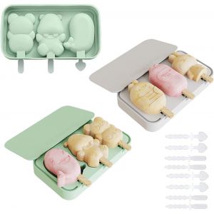 Moule À Glace, 2 Pièces, Moule À Glace Pour Bébé, Moule À Glace En Silicone, Moule À Glace En Forme De Dessin Animé, Ensembles De Moules À Glace Pour Faire Des Glaces, Moules À Crème - Neuf