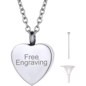 Kal-Collier Pendentif Urne Funeraire Chat Chien Personnalisable, Médaillon Funéraire Cendres Acier Inoxydable Avec Chaine Réglable 50+5 Cm,Bijoux Mémorial Crémation Souvenir Animaux Cécédé - Neuf