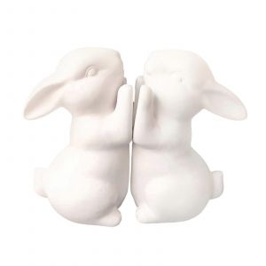 Lot De 2 Serre-Livres En C&eacute;ramique En Forme De Lapin Au Design Unique, Papeterie De Bureau Polyvalente - Neuf