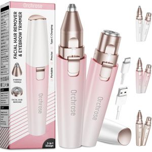 Oayew-Rasoir Visage &Eacute;lectrique Pour Femme - Tondeuse Sourcils Femme Rechargeable - 2 En 1 Rasoir &Agrave; Sourcils Et Rasoir Visage Pour Femmes - Sourcils Poils Du Visage L&egrave;vres Bras Avec Lumi&egrave;re (Pink) - Neuf