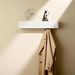 Pat&egrave;re Murale avec 5 Crochets Cach&eacute;, Porte-manteau Mural en Fer, Porte Manteau Mural avec Etagere, Contient des Vis et Une Cl&eacute; Hexagonale, pour Entr&eacute;e, Couloir, S&eacute;jour (Blanc) - Neuf