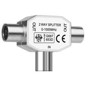 R&eacute;partition Antenne T-Couplage, R&eacute;partiteur Coaxial D'antenne 1 Entr&eacute;e M&acirc;les et 2 Sorties Femelle,T Type Connecteur Prise &Agrave; RF Coax Adaptateur D'antenne - Neuf