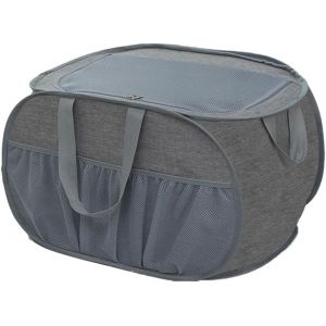 MEVRONISSHOP-Panier &agrave; linge pop-up avec couvercle, 37 x 37 x 60 cm, pliable, avec poign&eacute;e, en maille, panier de rangement pour chambre d'enfant, camping et voyage - Neuf