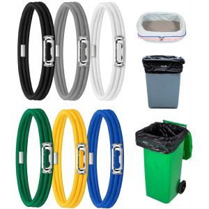 6 X Kitchen Garbage Bag Belts, Elastic Rubber, Kitchen Bin Bag Strips For 13 To 30 Gallon Bins, Can Hold Bin Bags In Place - Neuf