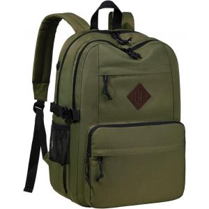 ChenQuanSarl-Sac A Dos Homme Femme, Grand Poches Multiples Sac À Dos College Garçon Fille 2 Compartiments 15,6 Pouces Imperméable Cartable Ados Pour École Lycée Voyage Travail Vert - Neuf