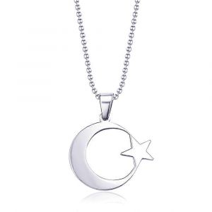 Hommes S Femmes S Esprit En Acier Inoxydable Croissant &Eacute;toile Collier Islamique Musulman Amulette Pendentif Turc Religieux Bijoux Accessoires - Neuf