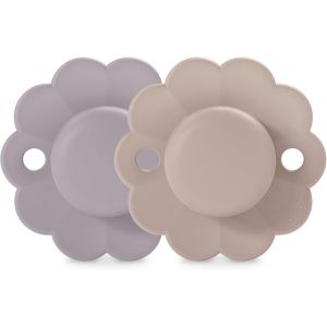 Lot De 2 Sucettes B&eacute;b&eacute; 6/18 Mois,Sucette Ronde Avec T&eacute;tine Sym&eacute;trique Sx Pro En Silicone,R&eacute;versible,Plate,Flexible,Respecte Le D&eacute;veloppement Buccodentaire,Wonder Lavender/Mauve - Neuf