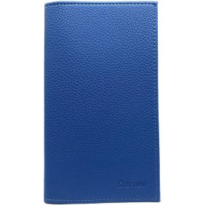 TRAHOO-- Etui Porte ch&eacute;quier Talon en Haut - 2 emplacements Porte Carte cr&eacute;dit - pi&egrave;ce d'identit&eacute; - Cuir Vachette - 11 cm X 19 cm (Bleu &eacute;lectrique) - Neuf