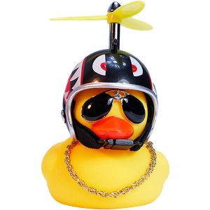 Caoutchouc Jaune Canard Jouet D&eacute;co, Lunettes Cool Avec Casque &Agrave; H&eacute;lice - Neuf