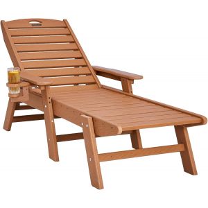 Ulteronixshop-Chaise Longue Jardin Ext&eacute;rieur, Capacit&eacute; De Charge 204 Kg, Transat De Patio R&eacute;glable Avec Dossier 6 Positions, Chaise En Pehd Avec Porte-Gobelet Pour Bronzage Piscine, Terrasse, Pelouse - Neuf