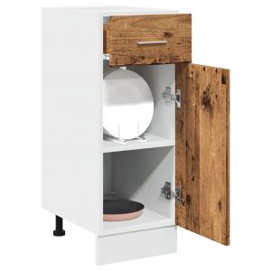 Armoire de plancher à tiroir ""Lyon"" vieux bois 30x46x81,5 cm - Neuf