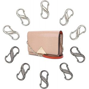 Checarzhn--No1-S Bague Verrouillage S Crochet Porte-Clés Extérieur 10pcs Chaîne De Sac Avec Boucle De Réglage En Métal, Mousqueton Mini S, Boucle En Métal Réglable, Mousqueton, Petite Boucle En Métal - Neuf