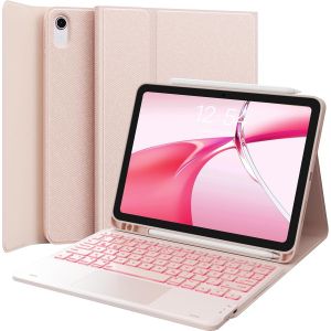Étui Avec Clavier Pour Ipad 10 Génération/11 Génération A16 2025, Éclairage 7 Couleurs, Trackpad Multi-Touch, 2 Canaux Bluetooth Pour Nouvel Ipad 10e Génération 2022/2025 11"", Rose Clair - Neuf