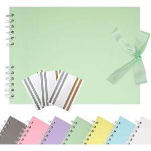 Album de Scrapbook 21,5 x 15 cm avec Ruban,Album Photo en Papier Créatif pour Mariage et Anniversaire,Album Photo DIY Familial avec Autocollants de Coin 40 Pages Vert Clair - Neuf