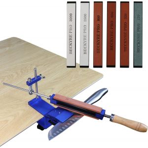 Aiguiseur De Couteaux Professionnel, Aiguiseur De Cuisine En Acier Inoxydable, Affûteur De Couteaux À Angle Fixe Avec 6 Pierres À Aiguiser Antidérapante, Bleu - Neuf