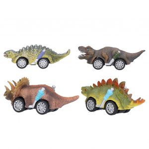 4pcs Dinosaur Model Car Toy Mini Animal Shape Highly Simulation Model Car Set Children Toys - Neuf