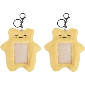 KAL-Porte-Clés Porte Cartes Photo En Peluche, 2 Pcs Housse De Protection Carte Femme, Pour Badge, Carte D'Étudiant, Badge D'Identité, Photo - Neuf