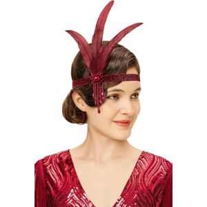 Kalanka-Bandeau Pour Femme Années 20 Gatsby Costume Accessoires De Costume Années 20 Bandeau À Plumes Rouge - Neuf
