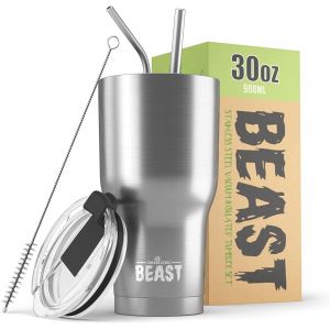 Beast Tasse Thermique De Voyage &iquest; 300 Ml I Arc-En-Ciel I Double Paroi Inox Caf&eacute; Isol&eacute; I Avec 2 Pailles S Et Brosse &Agrave; Dents De Nettoyage I Id&eacute;al Pour Caf&eacute; Froid Ou - Neuf