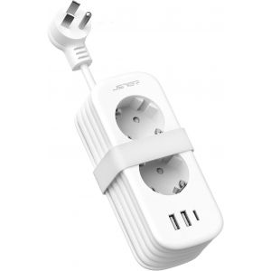 JGD-Adaptateur Prise USA,5 en 1 Adaptateur Voyage France vers USA avec Cable 2m Enroulable et 2 Prise,Type B pour Canada Am&eacute;ricaine Mexique Thailande Dominicaine(Blanc) - Neuf