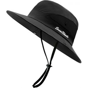 Kalanka-Chapeau Femme Soleil Outdoor Summer Chapeau Randonnée Protection Uv Chapeau De Brousse Queue De Cheval En Maille À Large Bord Pour La Randonnée - Neuf