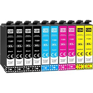 TEPPA-T1285 Cartouche d'encre Compatible pour Epson T1281 T1282 T1283 T1284 avec Epson Stylus SX125 SX130 SX230 SX235W SX420W SX425W SX435W BX305F BX305FW(10 Pack) - Neuf