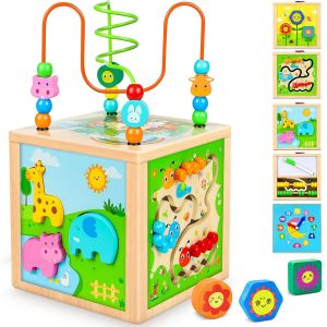 Cube d'Activit&eacute; B&eacute;b&eacute; Jouet Bebe 1 an-Jouet Enfant 2 3 Ans-Activite Bebe Centre d'Activit&eacute;s ave Labyrinthe-Jeux Montessori Educatif|Cadeau Noel et Anniversaire pour Gar&ccedil;ons Filles - Neuf