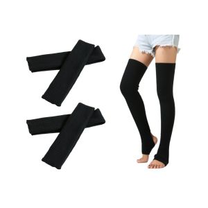Lot De 2 Chaussettes Hautes Tricot&eacute;es Pour Femme - Noir - Neuf