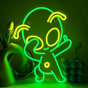 Enseigne N&eacute;ons Alien Vert N&eacute;on Signe Led Signe D&eacute;coration Enseigne Lumi&egrave;re N&eacute;on Usb Enseigne Au N&eacute;on Alien N&eacute;on Pour Chambre No&euml;l Bar F&ecirc;te Vacances D&eacute;coration Cadeau - Neuf