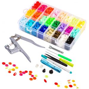 Ensemble de 360 boutons-pression et pinces à pression en plastique T5 pour la couture et l'artisanat - Neuf