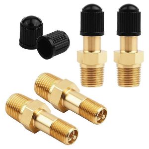 Lot De 4 Valves Schrader Dor&eacute;es 1/8,Valve De R&eacute;servoir M&eacute;tallique 1/8,Tuyau En Laiton - Neuf